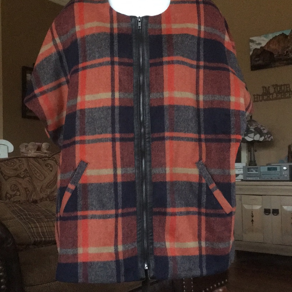 Anthropologie jacket plaid one size fits most new
